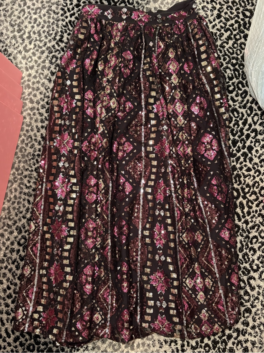 Ba&sh Black and Pink Sequin Pippa Maxi Skirt
